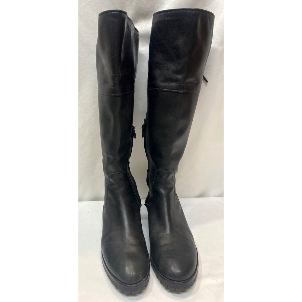 Cole Haan Women's Knee High Black Leather Riding Boots 7B - Picture 2 of 13